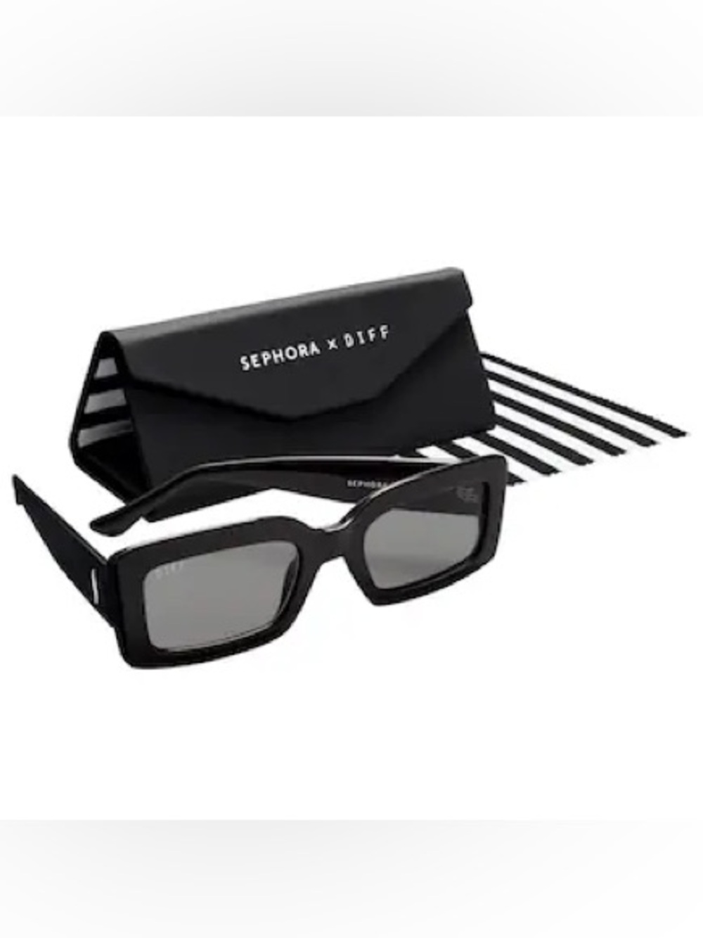Sephora x DIFF Black Rectangular Sunglasses NEW